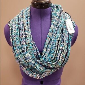 Charming Charlie Multicolor Infinity Scarf in Turquoise, Blue & Silver NEW